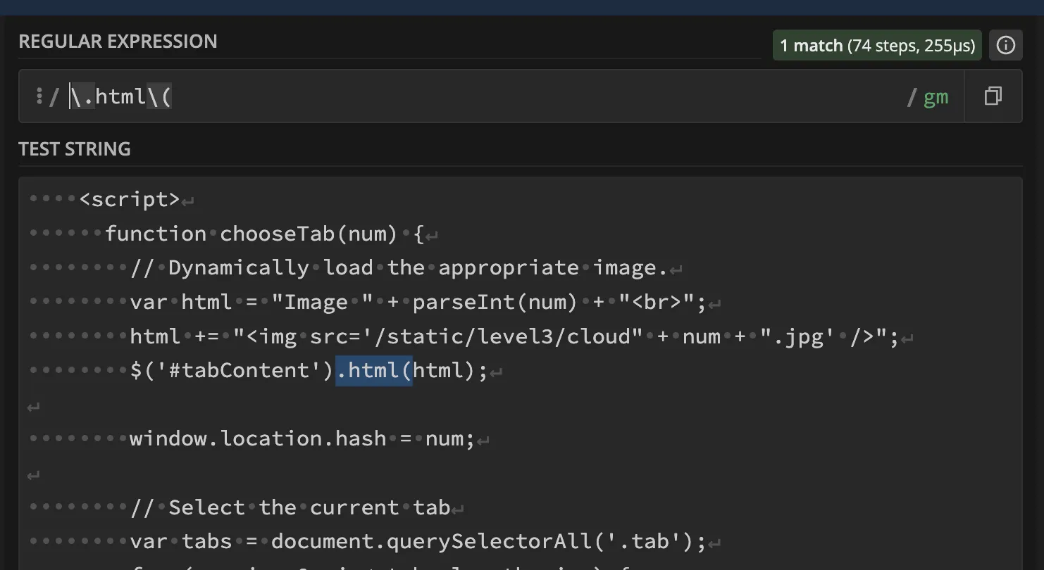 Manually testing a pattern on regex101