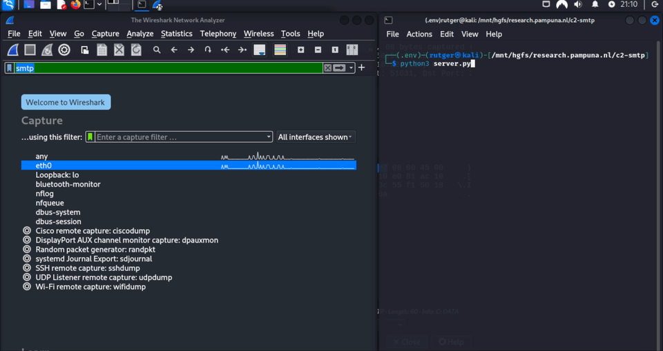 Demonstrating the reverse shell running in PowerShell