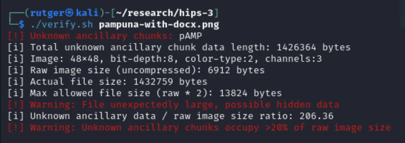 Running verification script on an image containing an encrypted file