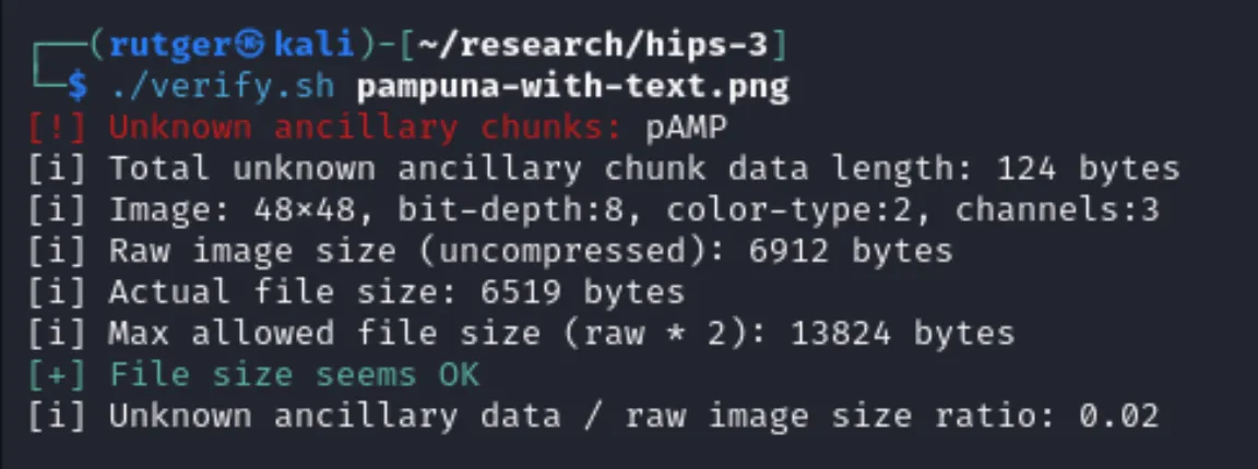 Running verification script on an image containing encrypted text