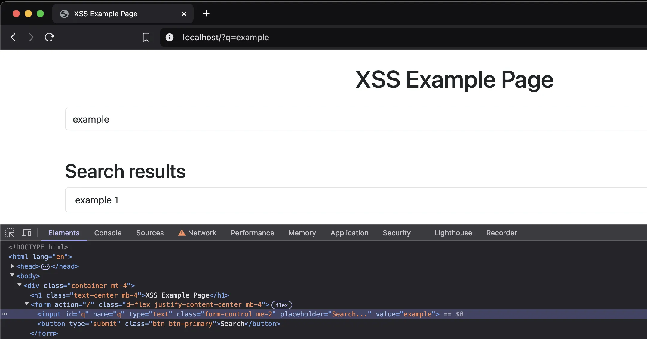 TestShowing the HTML outputted by the horrible server